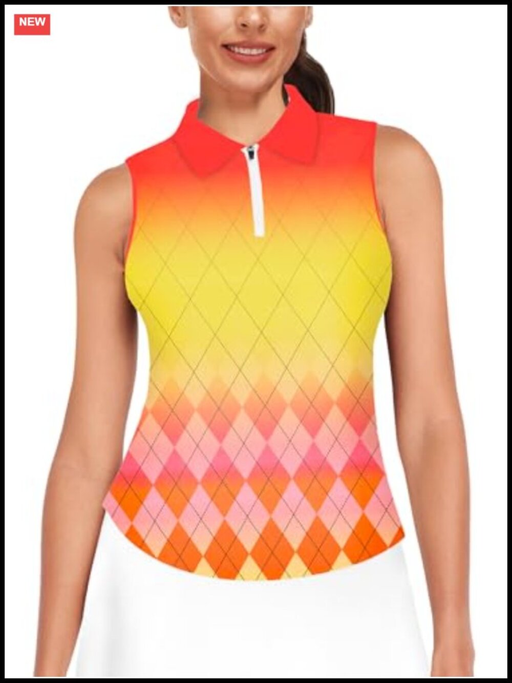 Women's Sleeveless Golf Polo Shirt Moisture Wicking 1/4 Zip Tennis Tank